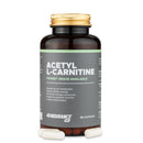 4Endurance Pro Acetyl-L-Carnitine - 90 kapsul, temno jantarna steklenička z zlatim pokrovčkom ter etiketo z zelenimi črtami na belem ozadju.