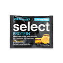 Select enkratni odmerek - 16 g, okus snickerdoodle, črn paket s sliko piškota snickerdoodle, velik logotip Select Protein in opis koristi.