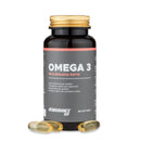 4Endurance Pro Omega-3 - 60 mehkih kapsul, temno rjava steklenička z rumenim pokrovčkom in oranžno-belo etiketo na belem ozadju.