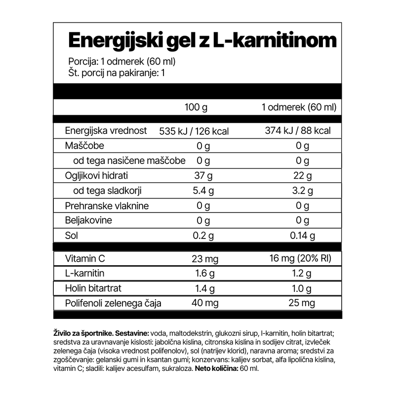 Energijski gel z L-karnitinom