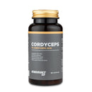 4Endurance Pro Cordyceps - 60 kapsul, črna steklenica z zlatim pokrovčkom in etiketo, ki prikazuje koristi za vzdržljivost in energijo.
