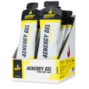 4Energy 4Energy Gel Box - 18 x 66 g okus limone, škatla s črno‑rumenimi paketi energijskega gela z ilustracijo limone na belem ozadju.