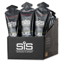 SIS Beta Fuel Gel Box - 30 x 60 ml okus jagode in limete, črni paketki z aplikacijskimi zamaški in rdečim besedilom na belem ozadju.