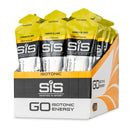 SIS GO Isotonic Energy Gel Box - 30 x 60ml okus limone in limete, paketki z logotipom SiS na belem ozadju, zelene in rumene barve.