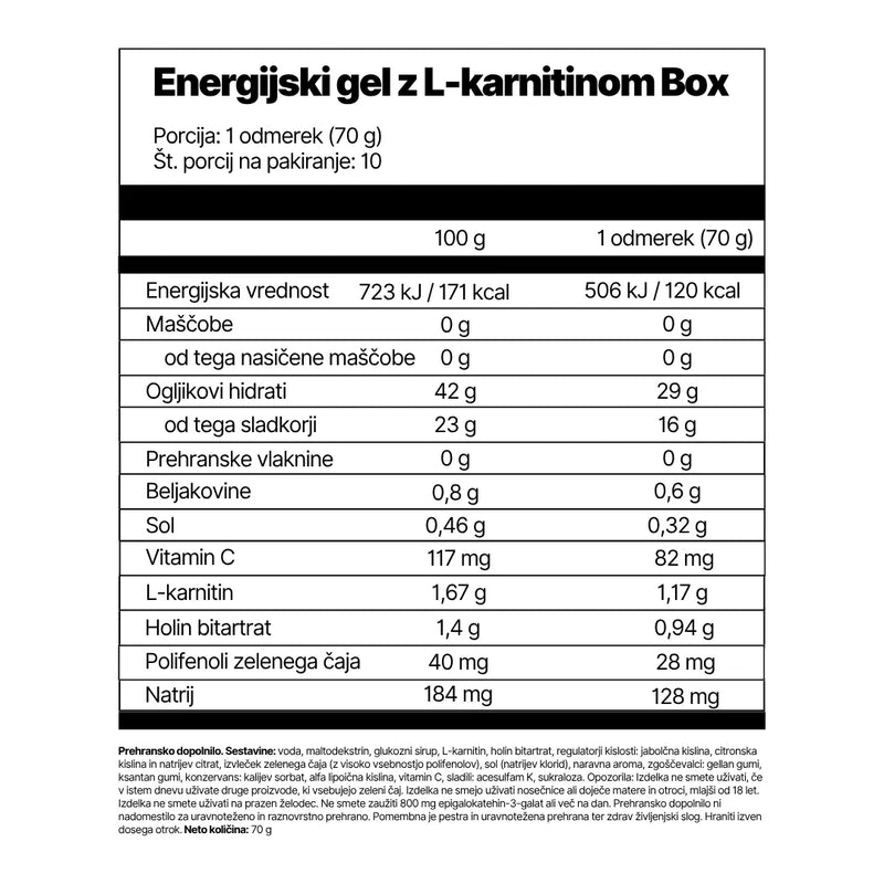 Energijski gel z L-Karnitinom Box