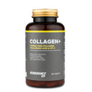 4Endurance Pro Collagen+ - 90 tablet Collagen+, rjava steklenička z zlatim pokrovčkom, bela etiketa z rumeno črto na belem ozadju.
