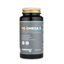 4Endurance Pro TG Omega 3 – 60 mehkih kapsul, steklenička z zlatim pokrovčkom in sivo etiketo z navedenimi koristmi za zdravje na belem ozadju.